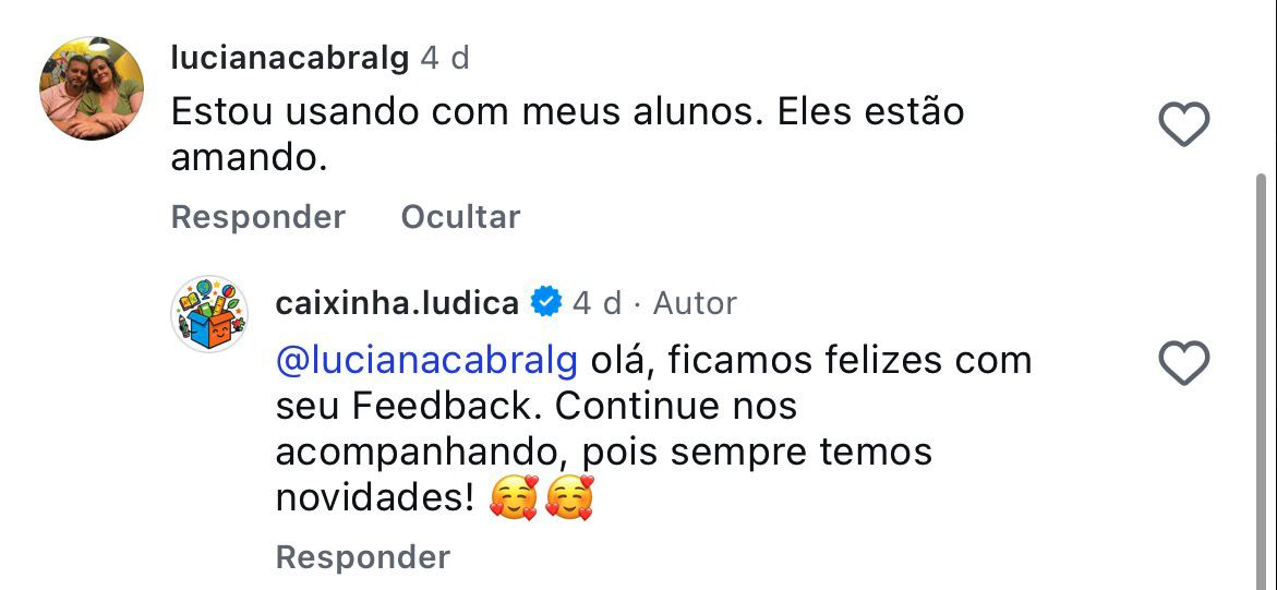 Depoimento de professora no Instagram